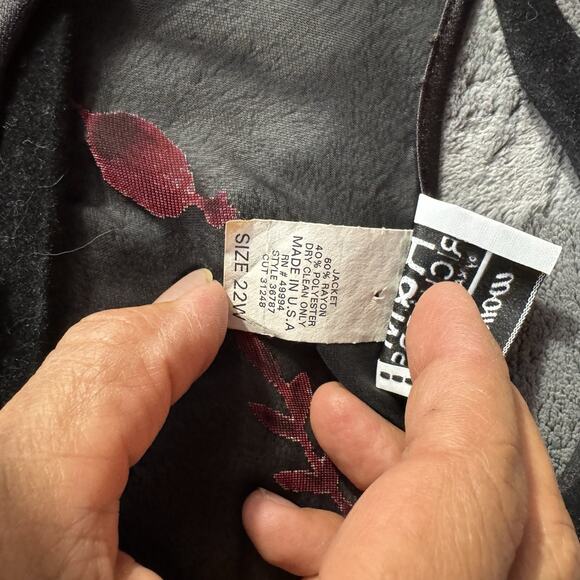 VTG Whimsigoth Velvet Burnout Kimono Sz 22 Floral Fairy Grunge Sheer Open Front - Picture 8 of 13